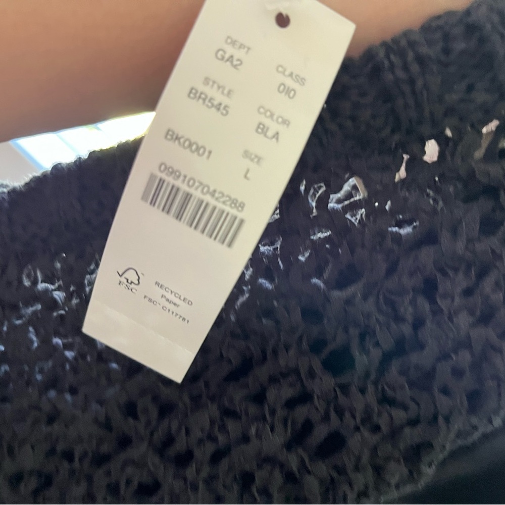 J.Crew new with tags black crocheted top size large - Picture 7 of 12